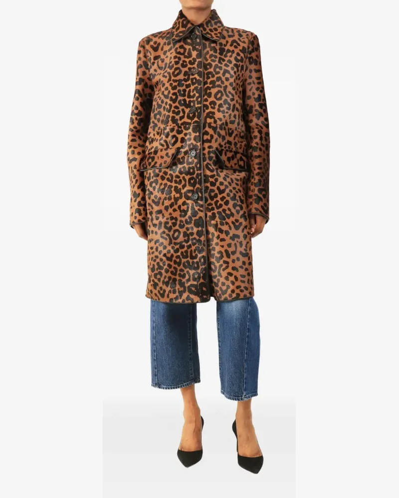 Totême leopard-print calf hair coat - Braun Braun