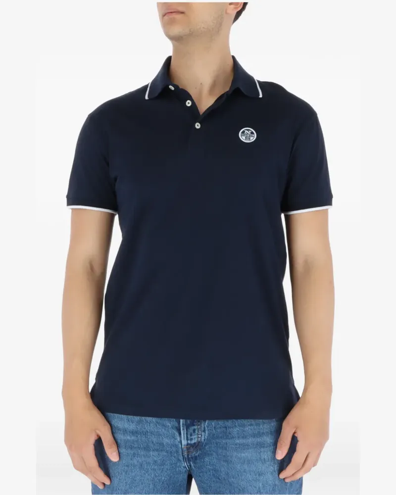 North Sails logo-patch tipped polo shirt - Blau Blau