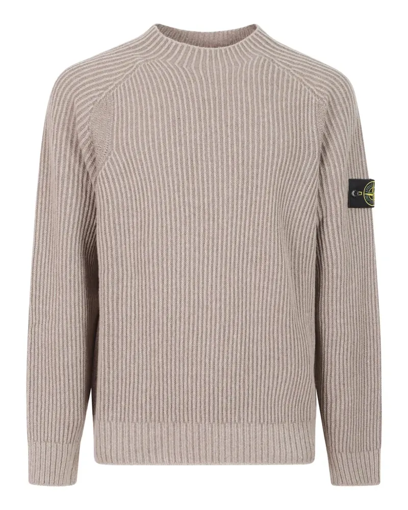 Stone Island Gerippter Pullover mit Kompass-Patch - Nude Nude