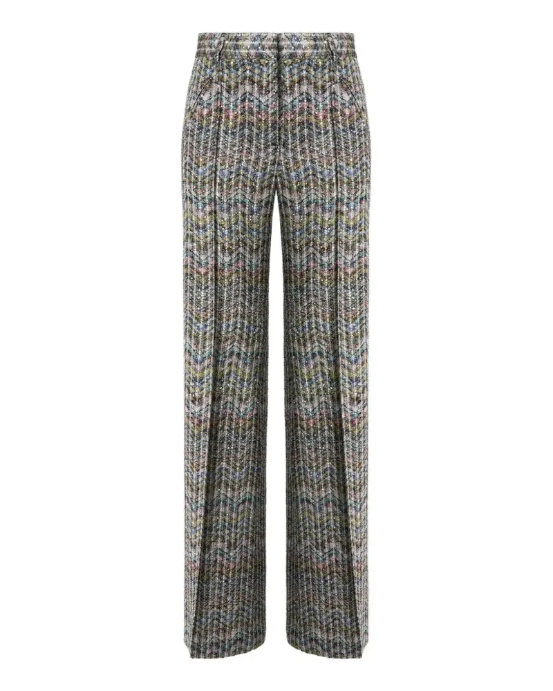 Missoni Paillettenverzierte Hose in Zickzackstrick - Grün Grün