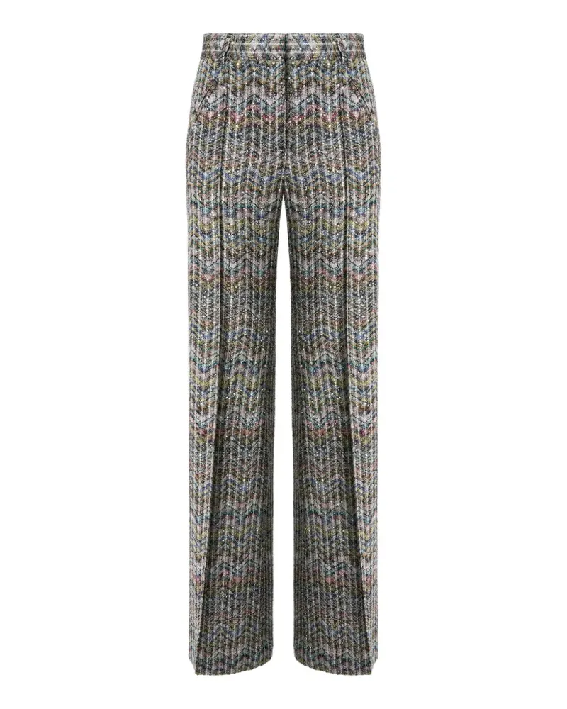 Missoni zigzag-knit sequin-embellished trousers - Grün Grün