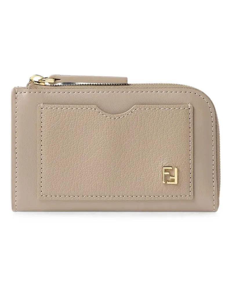 Fendi FF logo-plaque leather wallet - Nude Nude