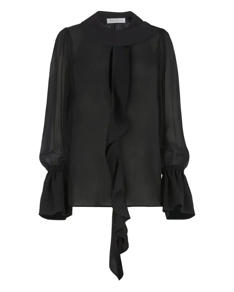 Nina Ricci Gerüschtes Lavalliere Hemd - Schwarz Schwarz