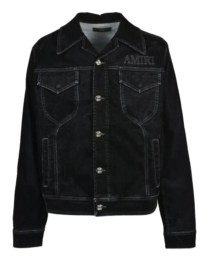 Amiri Jeansjacke mit Logo-Patch - Schwarz Schwarz
