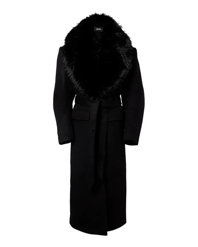 ROTATE Birger Christensen faux-fur-collar coat - Schwarz Schwarz