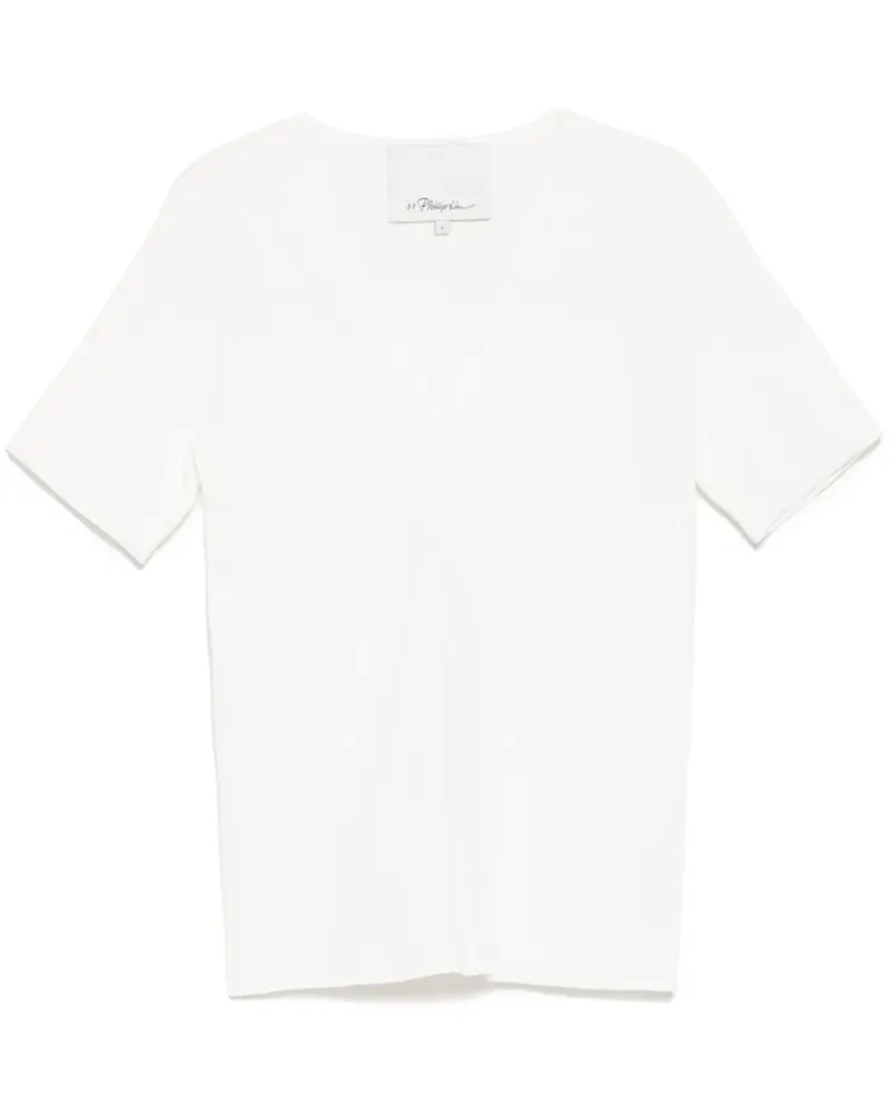 3.1 phillip lim Geripptes T-Shirt - IV122 IVORY Iv122