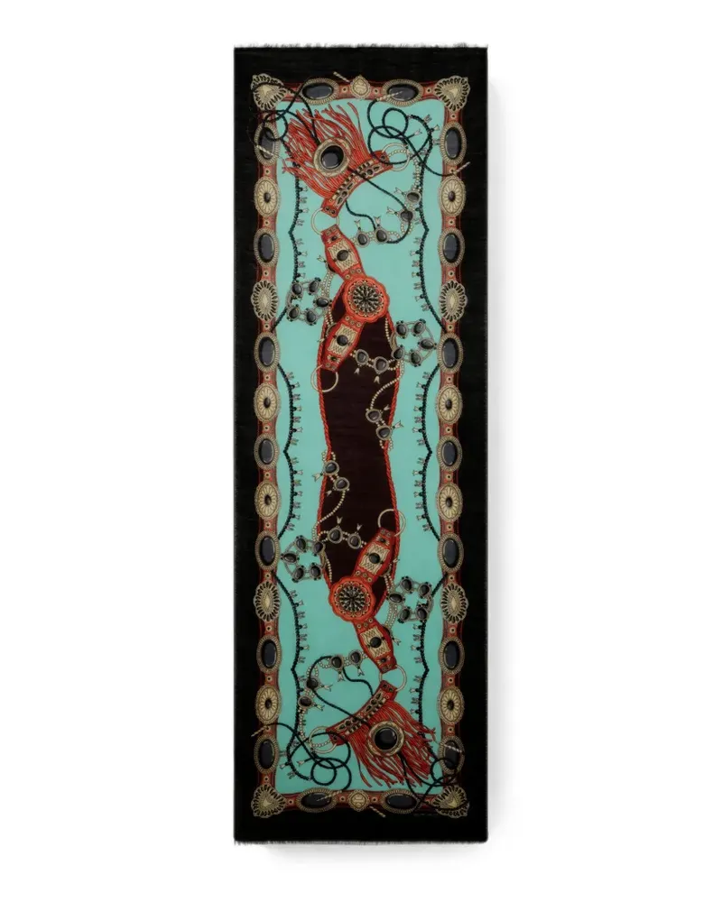 Etro wool and cashmere scarf with jewel motif - Blau Blau
