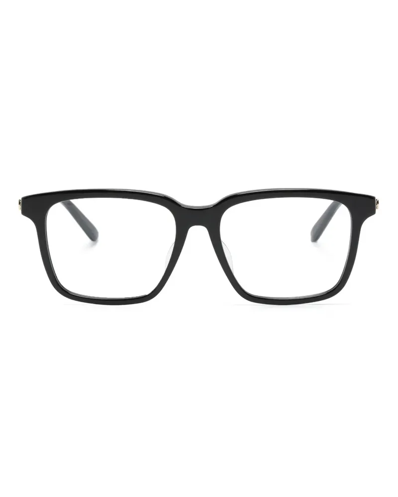 Gucci Eckige Brille mit Logo-Schild - Schwarz Schwarz