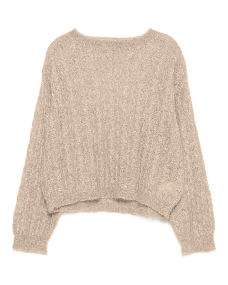 Kristina Ti Pullover mit Zopfmuster und U-Boot-Ausschnitt - Nude Nude