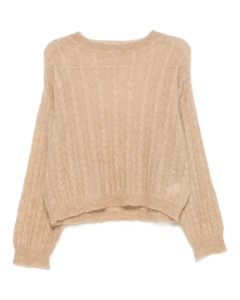 Kristina Ti Pullover mit Zopfmuster und U-Boot-Ausschnitt - Nude Nude