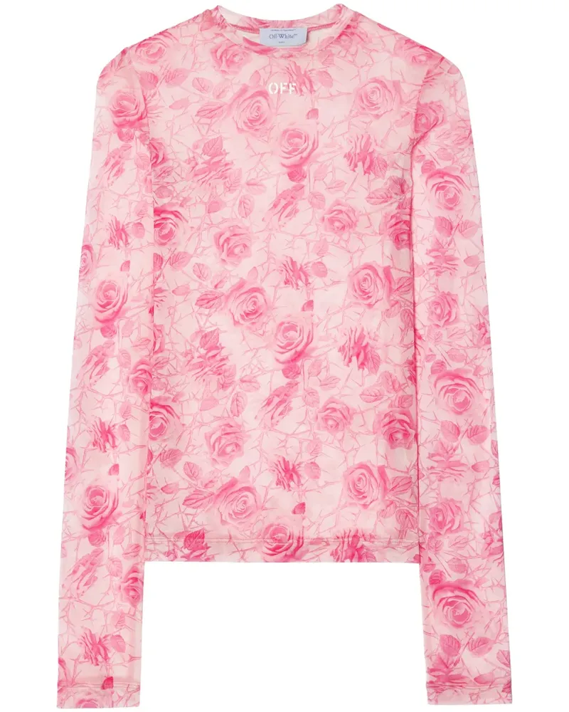 OFF-WHITE Off Stamp Roses Oberteil - Rosa Rosa