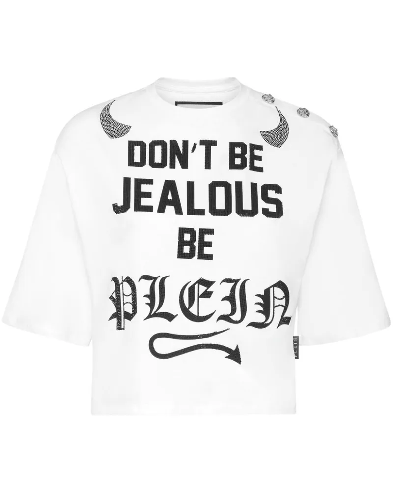 Philipp Plein Cropped-T-Shirt mit rundem Ausschnitt - Weiß Weiß