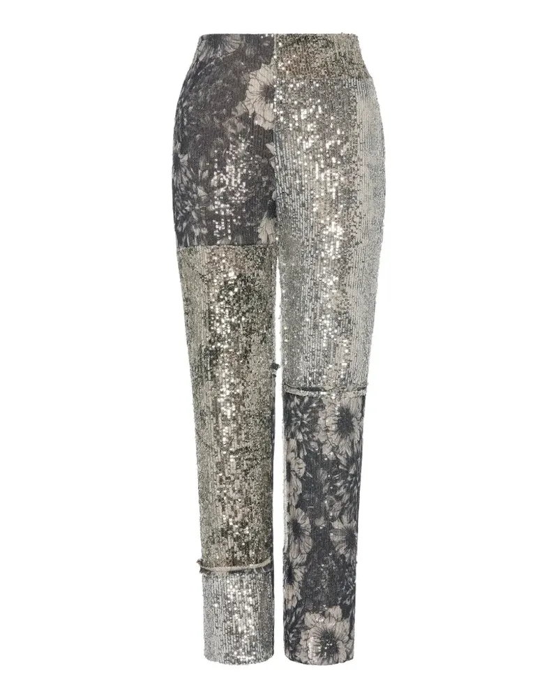 Maison Margiela Paillettenverzierte Hose mit Blumendetail - Silber Silber