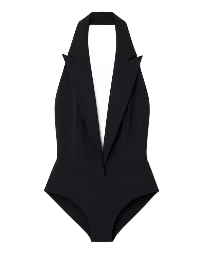 Amazuìn halterneck peak-lapel bodysuit - Schwarz Schwarz