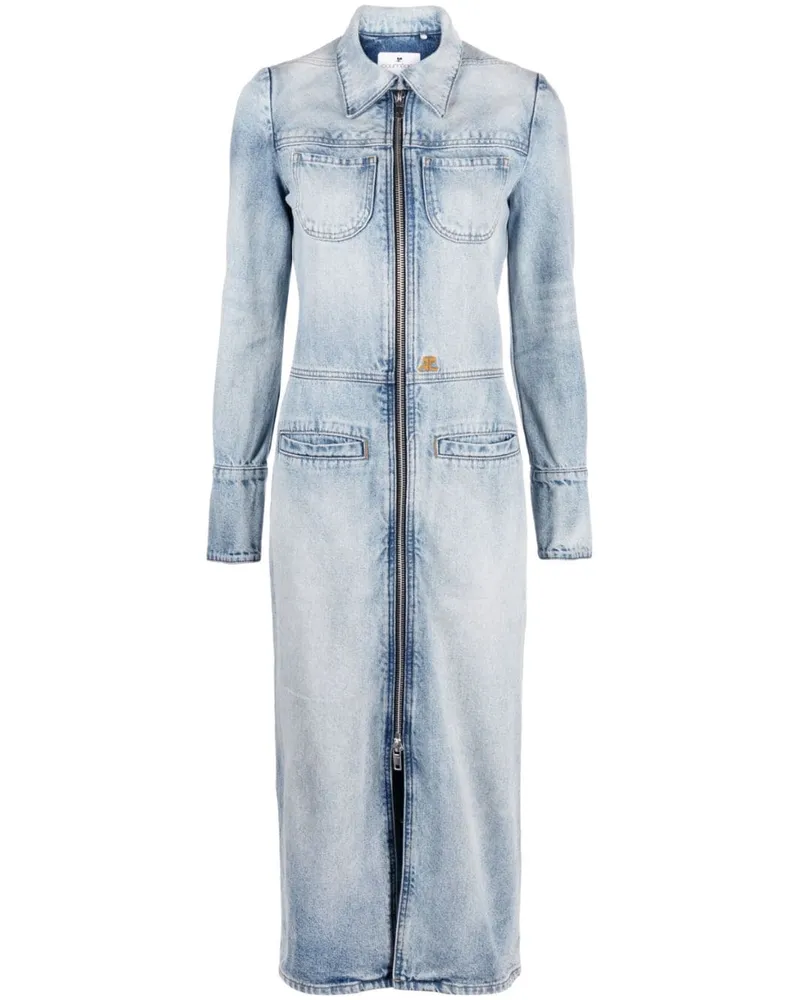 Courrèges Knielanger Jeansrock - Blau Blau