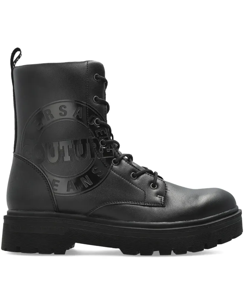 Versace Jeans Syrius Bikerstiefel mit Logo - Schwarz Schwarz