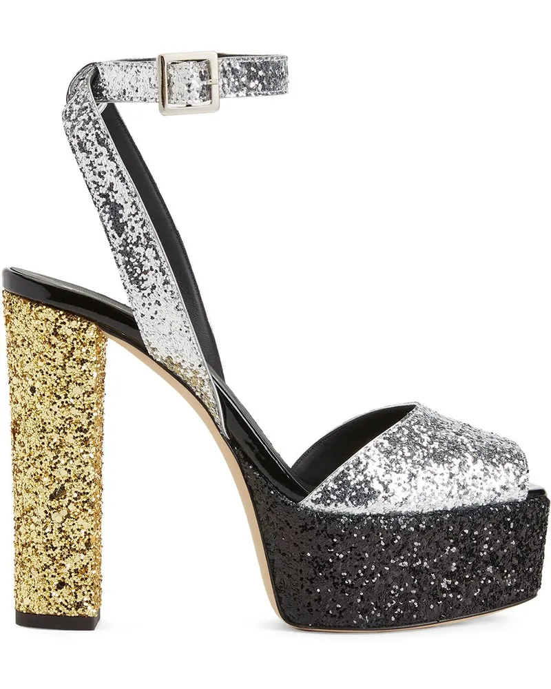 Giuseppe Zanotti Betty Glitter Sandalen mit Plateausohle 120mm - Silber Silber