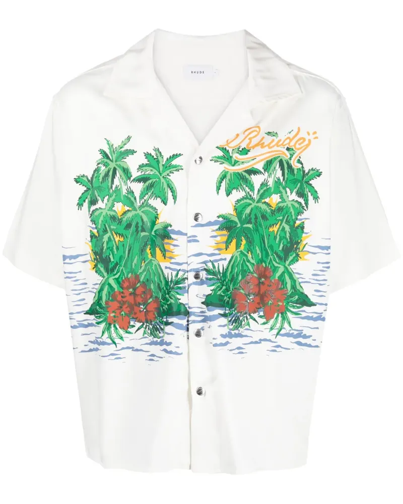 RHUDE Hemd mit Palmen-Print - Nude Nude