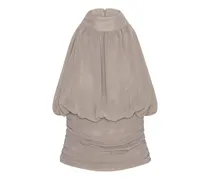 Geraffte Chiffonbluse - Braun