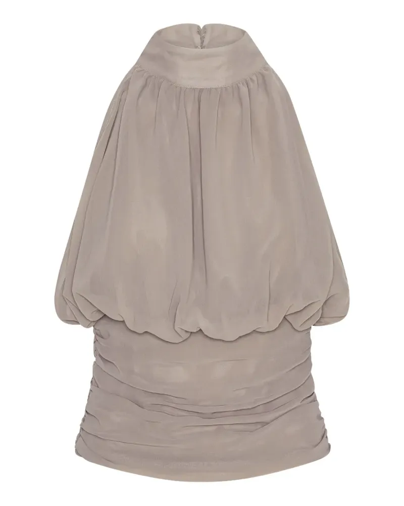 ROTATE Birger Christensen Geraffte Chiffonbluse - Braun Braun