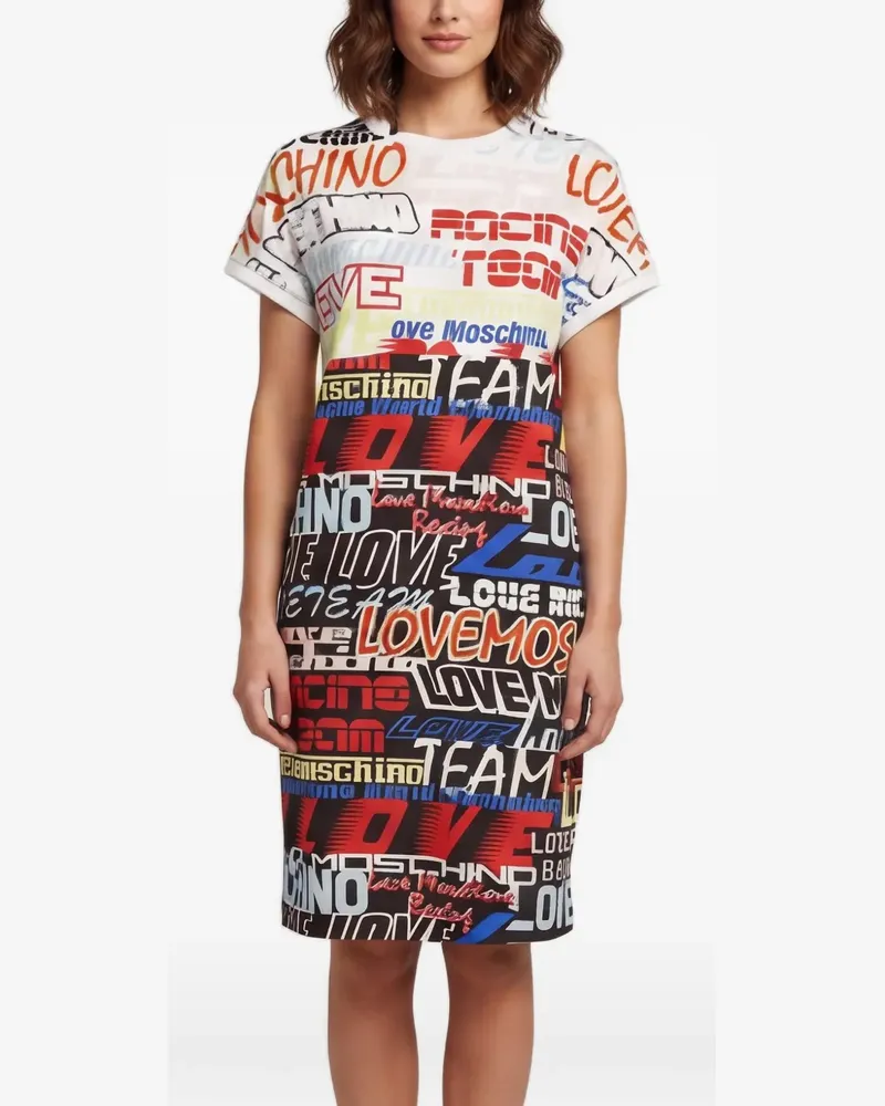 Moschino T-Shirt-Midikleid mit Logo-Print - Weiß Weiß