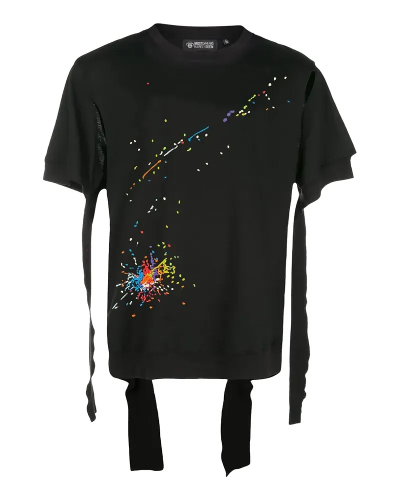 Mostly Heard Rarely Seen T-Shirt im Deconstructed-Look mit Stickerei - Schwarz Schwarz