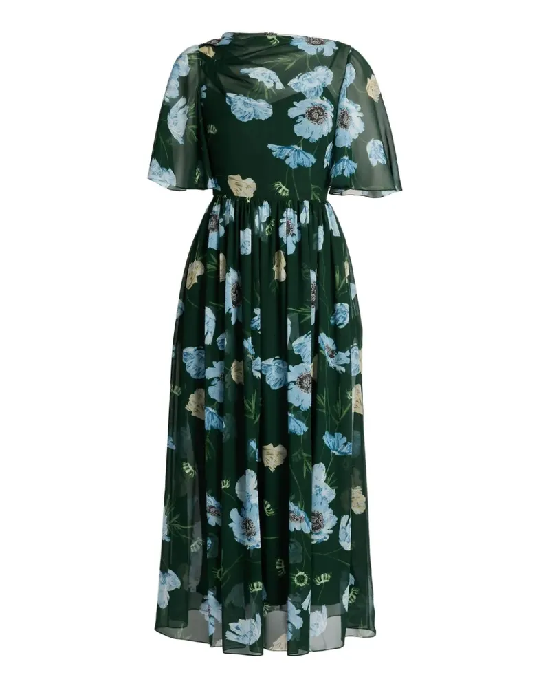 Erdem floral-print silk midi dress - Grün Grün
