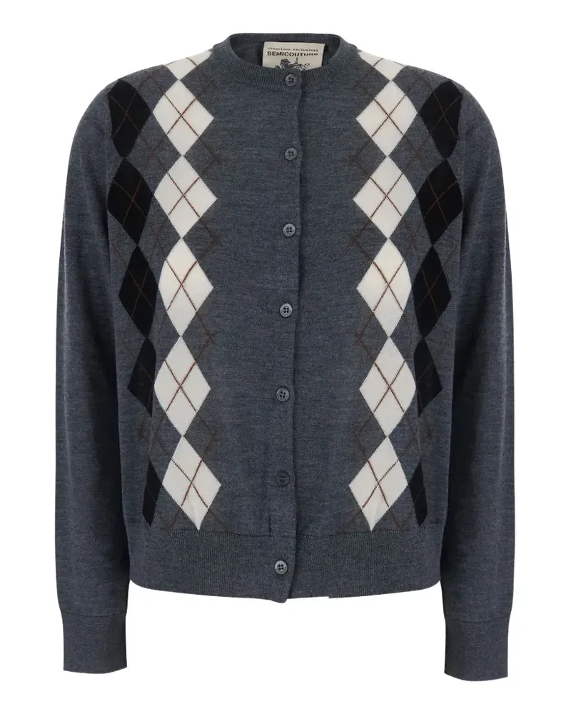 Semicouture Diana Cardigan mit Argyle-Muster - Grau Grau