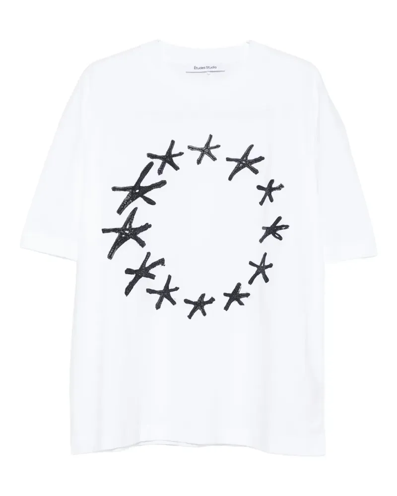 Études Studio T-Shirt aus Bio-Baumwolle mit Sternen - Weiß Weiß