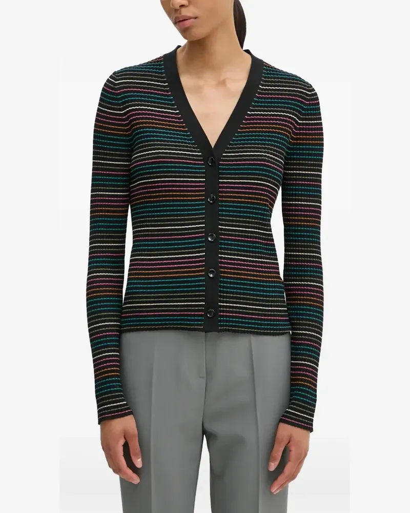 Paul Smith Gestreifter Cardigan mit Knöpfen - Schwarz Schwarz