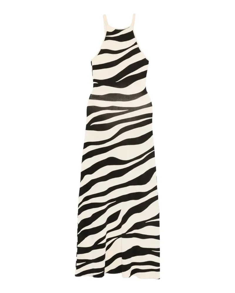 Sandro Gestricktes Maxikleid mit Zebra-Print - Nude Nude