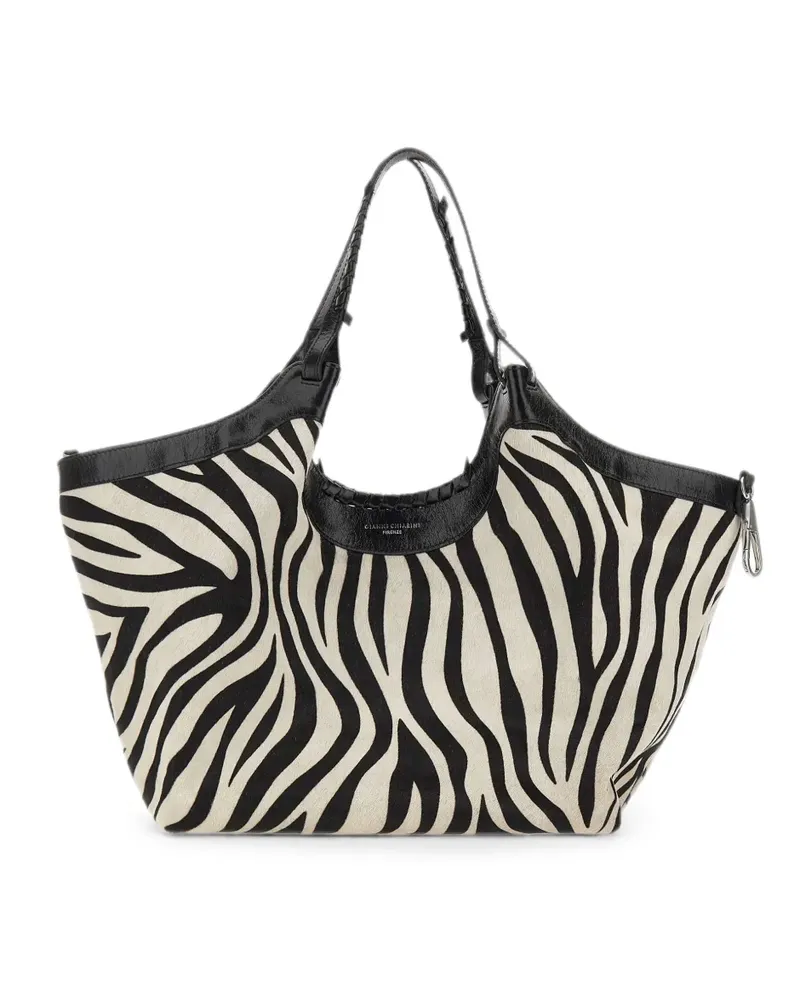 Gianni Chiarini large Dua zebra-print tote bag - Nude Nude