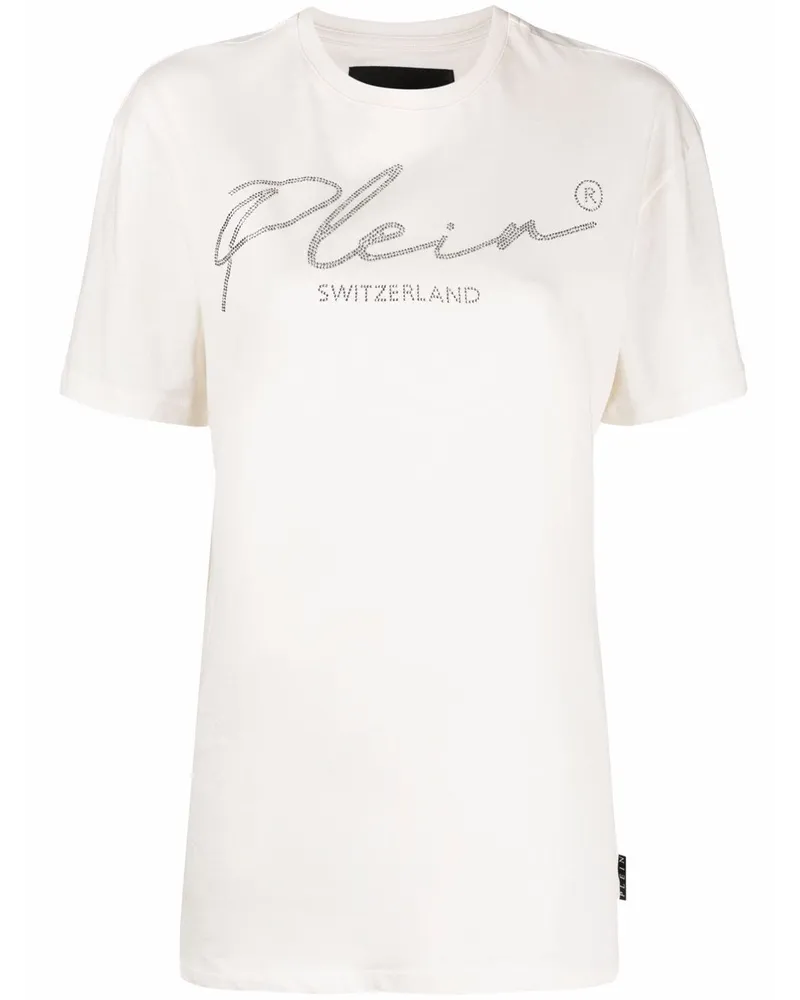 Philipp Plein T-Shirt mit Kristall-Logo - Nude Nude