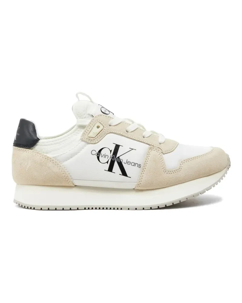 Calvin Klein suede-panel logo-print sneakers - Weiß Weiß