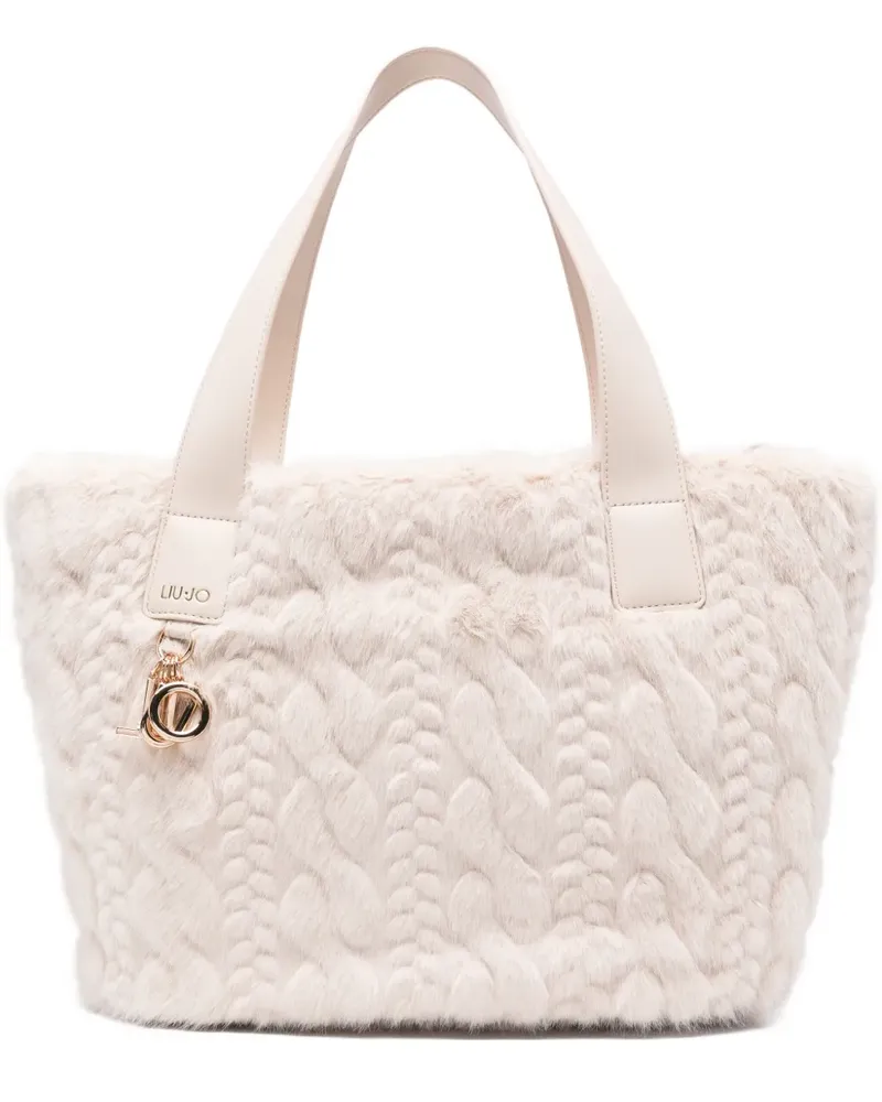Liu Jo Faux-Fur-Tote Bag mit Zopfmuster - Nude Nude