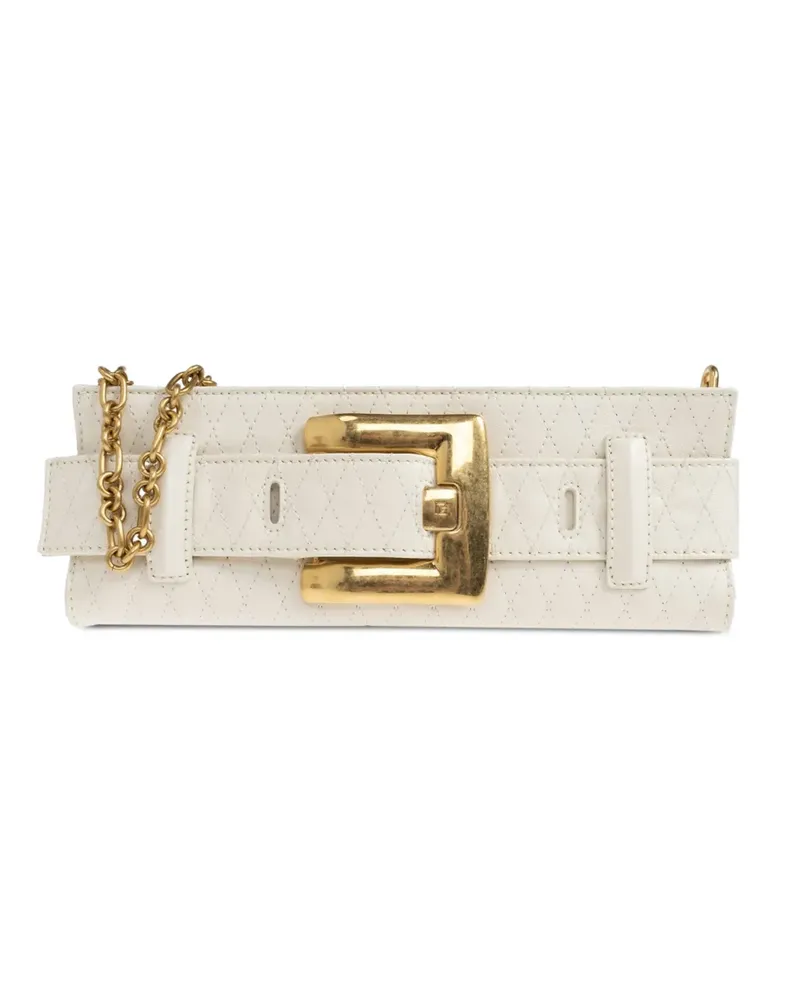 Balmain Anthem quilted leather clutch bag - Nude Nude