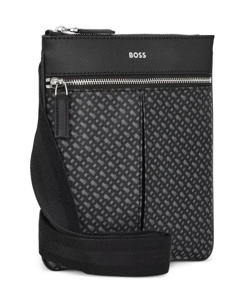 HUGO BOSS Zair Kuriertasche mit Logo-Muster - Schwarz Schwarz