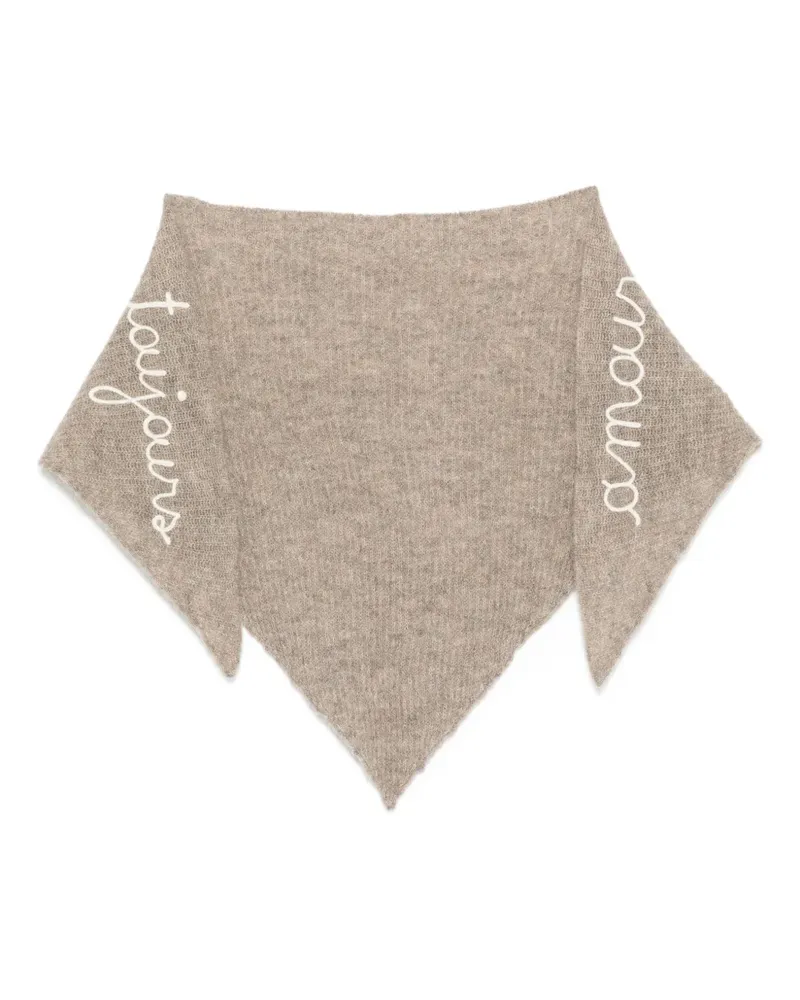 Maison Labiche Schal mit Slogan-Stickerei - Nude Nude