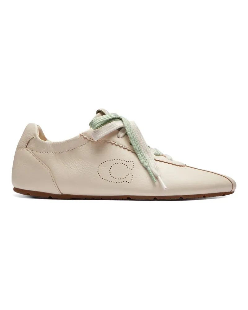 Coach perforated-logo scalloped-edge sneakers - Nude Nude