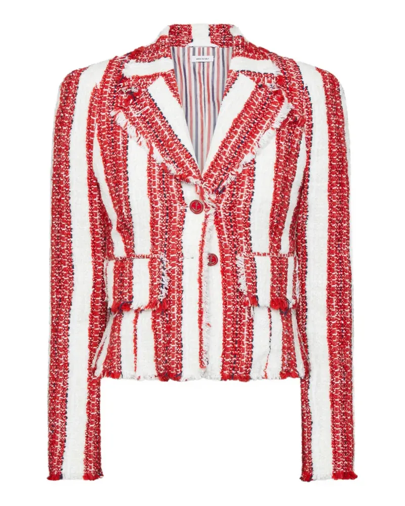 Thom Browne frayed-edge tweed jacket - Rot Rot