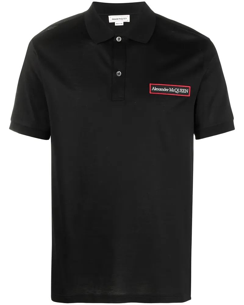 Alexander McQueen Poloshirt mit Logo-Patch - Schwarz Schwarz