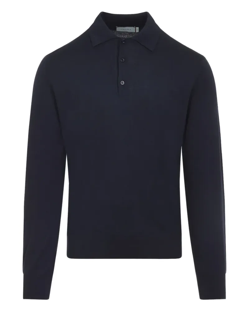 Canali Geknöpftes Poloshirt aus Kaschmir - Blau Blau