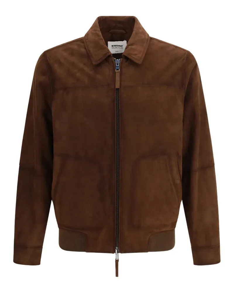 s.w.o.r.d 6.6.44 zip suede jacket - Braun Braun