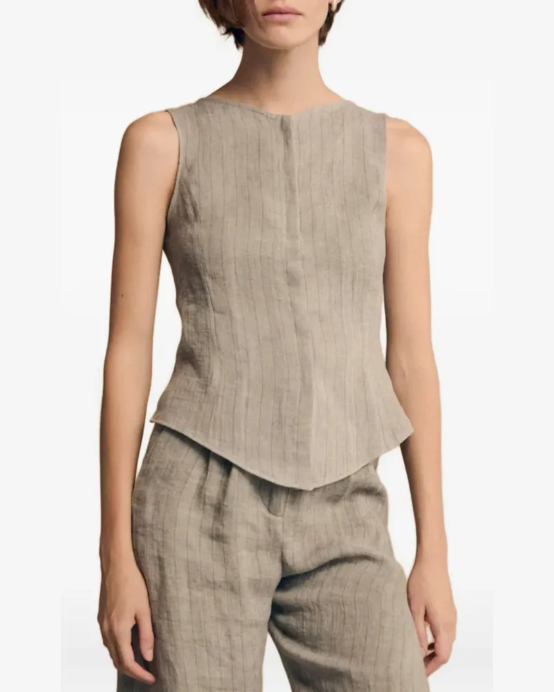Cortana Lupe striped linen waistcoat - Nude Nude