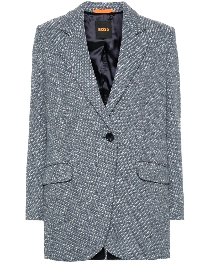 HUGO BOSS Einreihiges Tweed-Sakko Blau