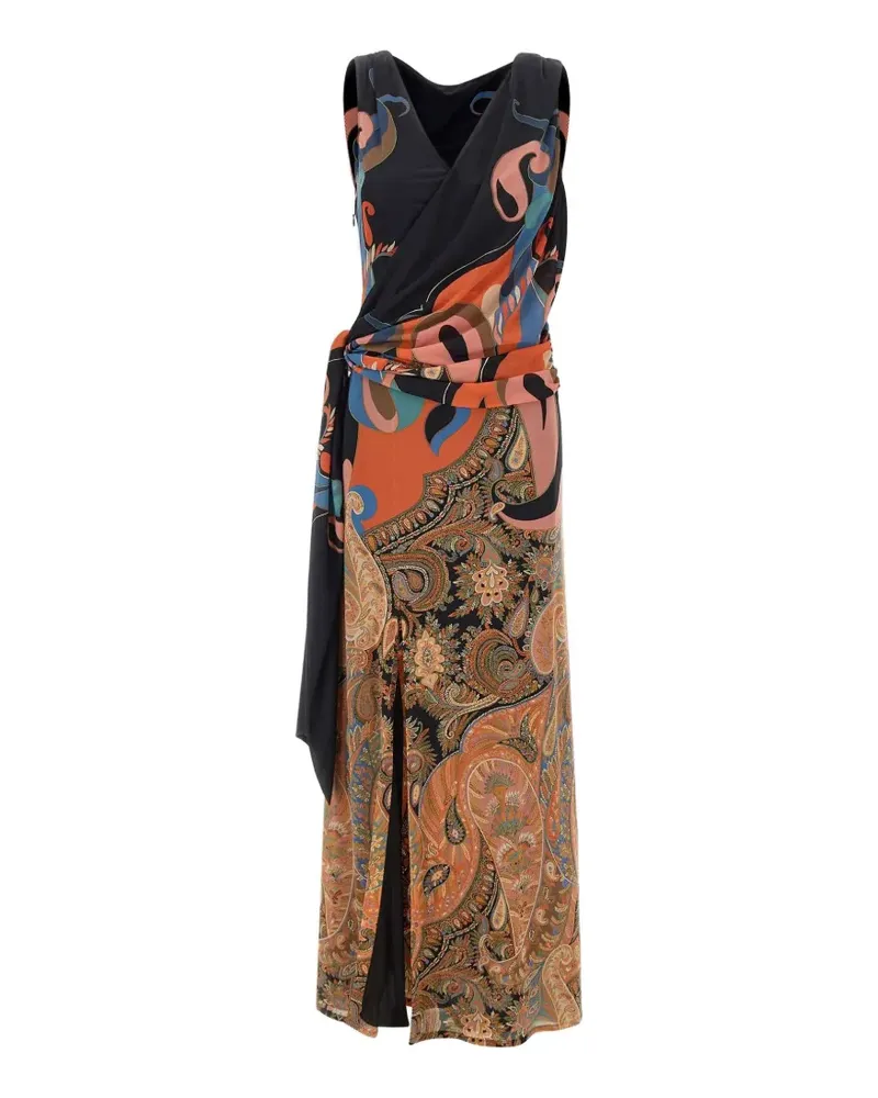 Etro Paisley-print gathered dress - Schwarz Schwarz