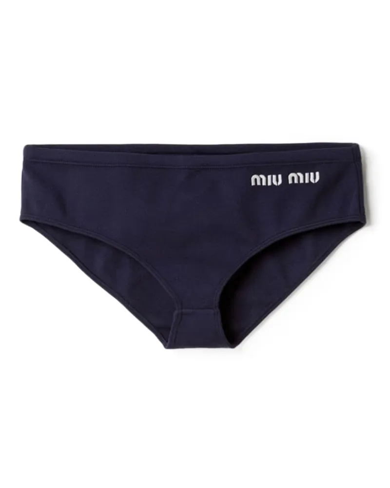 Miu Miu Bikinihöschen mit Logo-Stickerei - Blau Blau