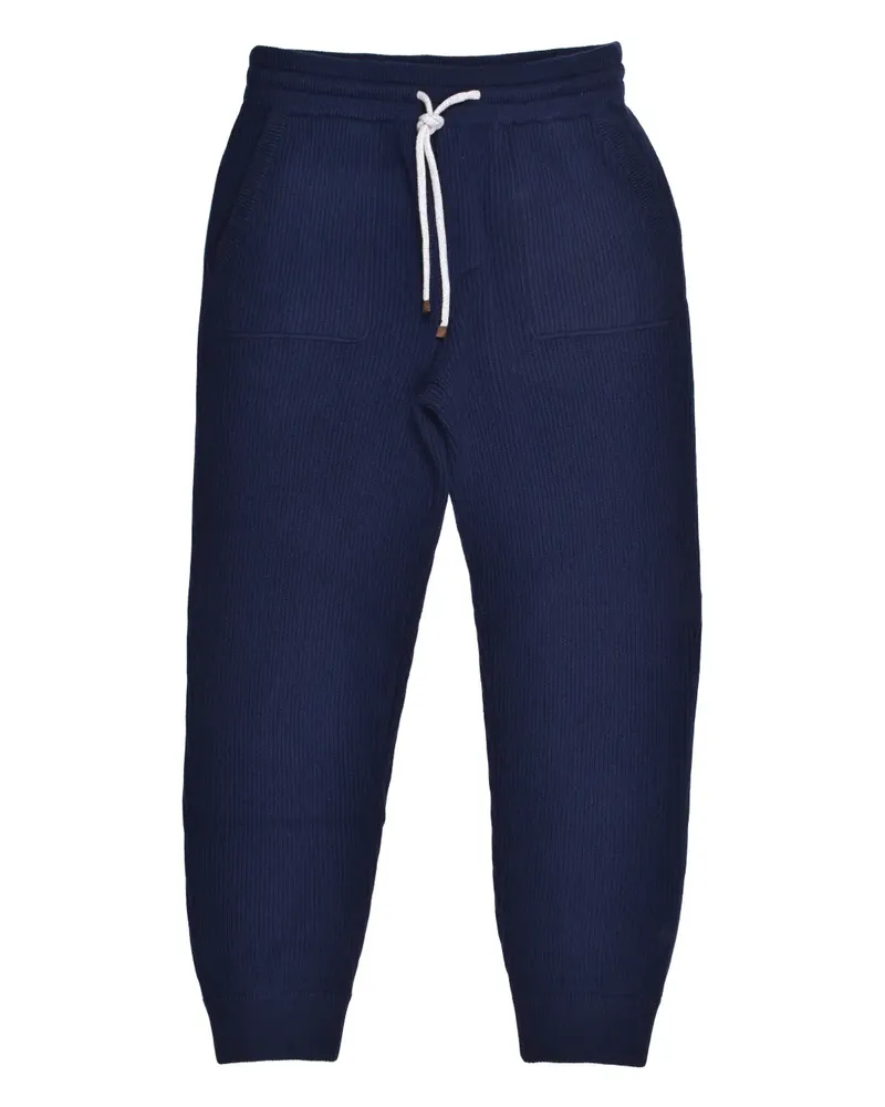 Brunello Cucinelli ribbed drawstring track pants - Blau Blau