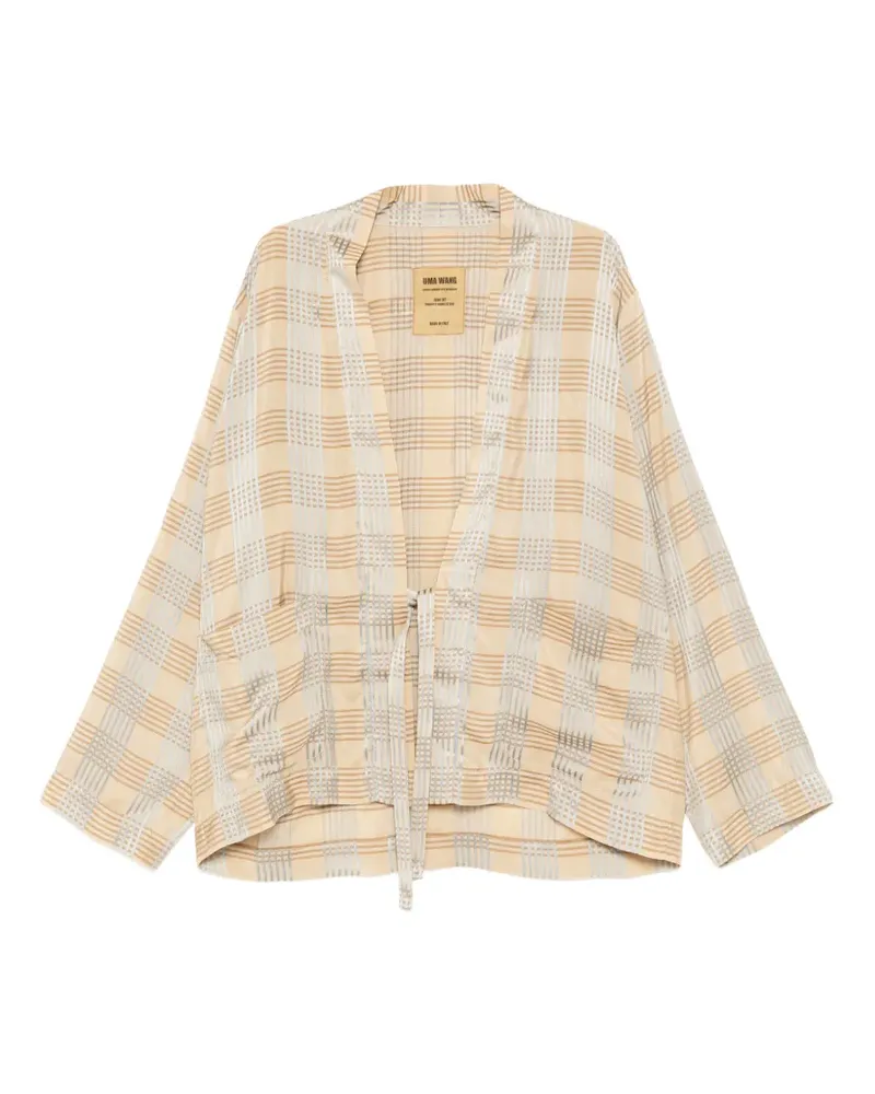 Uma Wang tie detail plaid jacket - Nude Nude