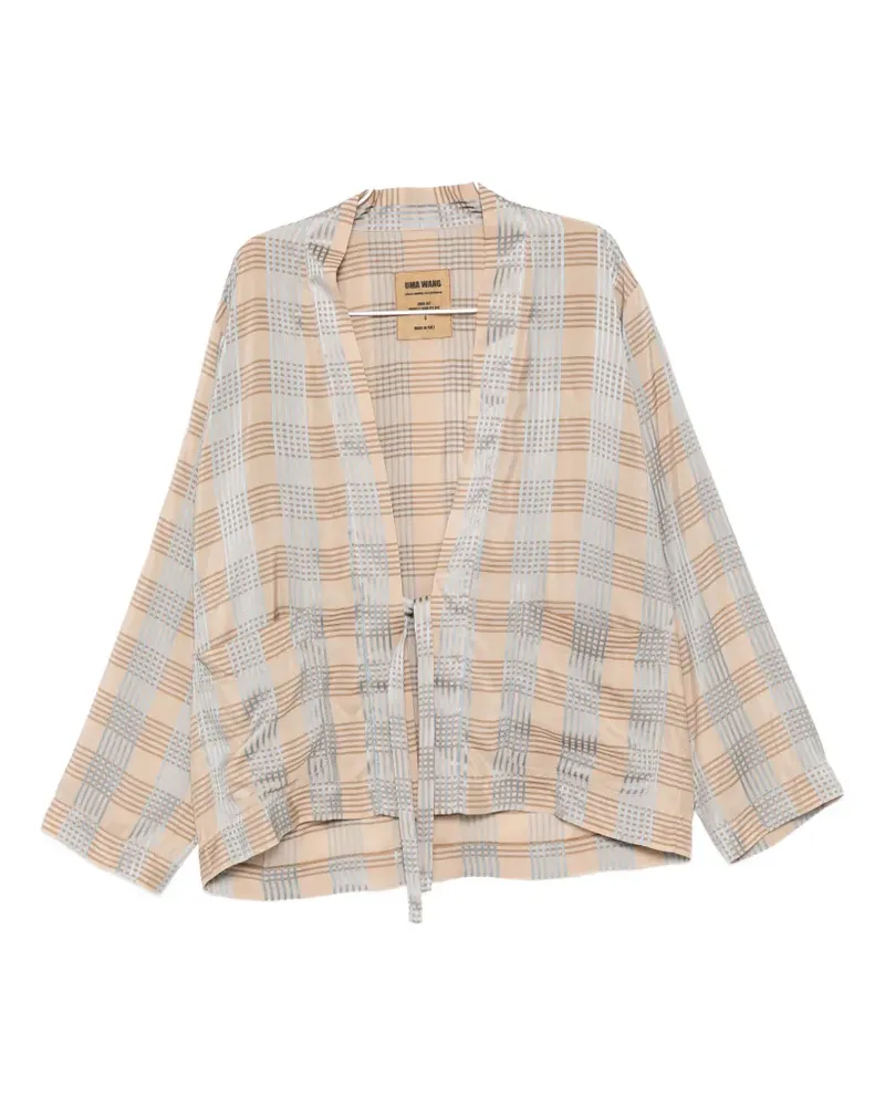 Uma Wang tie detail plaid jacket - Nude Nude